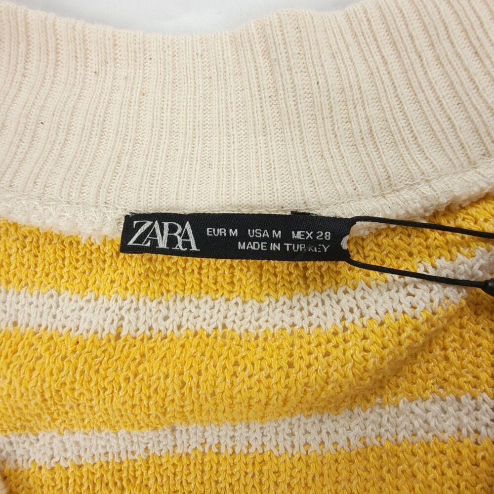NEW Zara 90's Oversized Vintage Striped V-Rib Knit Sweater Vest Cream Medium Y2k - Picture 2 of 7